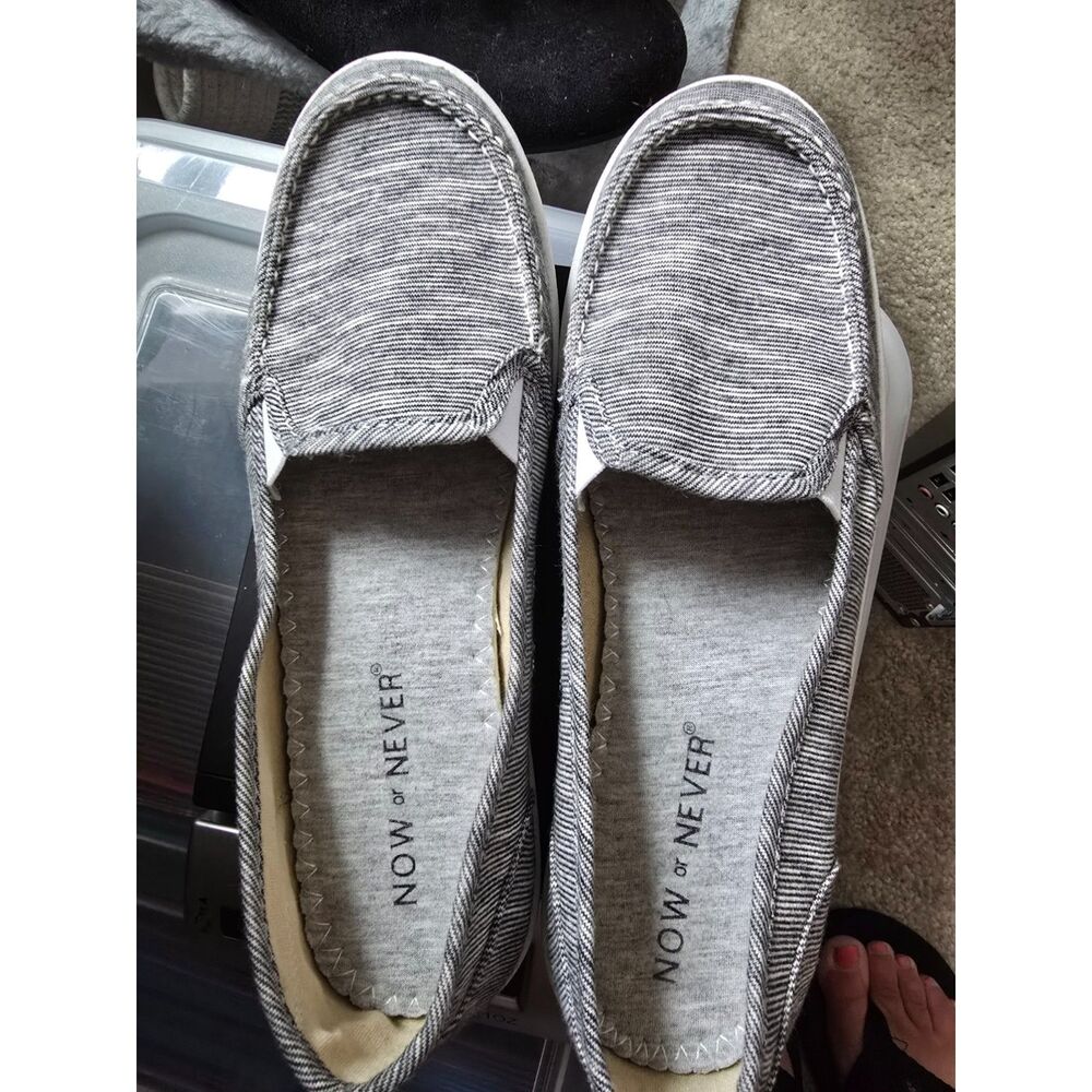 Now Or Never Slip On Shoes Black/white Size 8.5 New w/o box